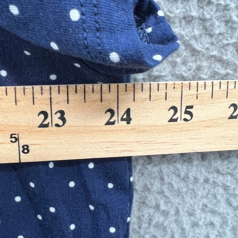 Lands End Womens Top XXL Navy Polka Dot Button Front Casual Everyday Soft